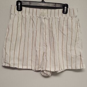 J. Crew White and Tan Striped Women's Shorts With Pockets